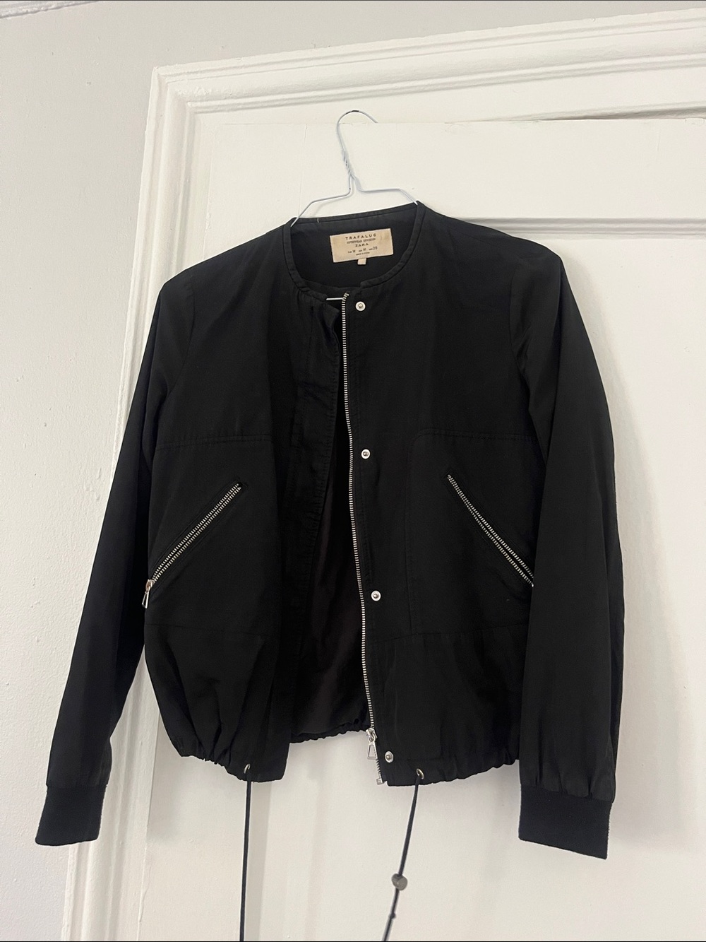 Zara Black Women’s Bomber Jacket with Zip Pockets